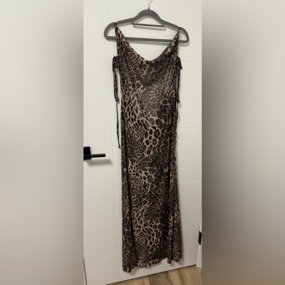 Leopard Print Sheer Maxi Dress or Beach Coverup